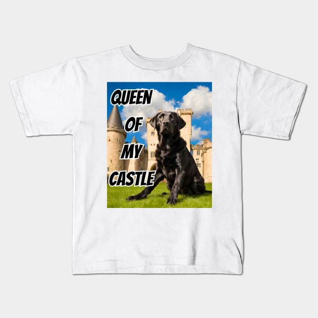 Queen of My Castle Black Labrador Retriever Kids T-Shirt by Doodle and Things